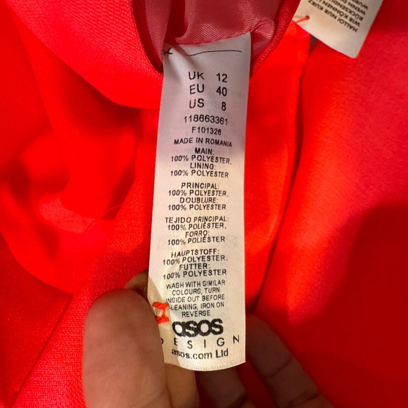 ASOS  NWOT $93  Oversized Grandad Blazer in Fluro Orange Size 8 - Picture 11 of 13